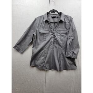 7th Avenue NY&C Women's Pullover Half Button Blouse, Sz L